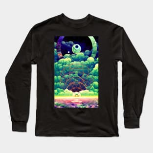 Abstract Geometric Watercolor Cloudscape Long Sleeve T-Shirt